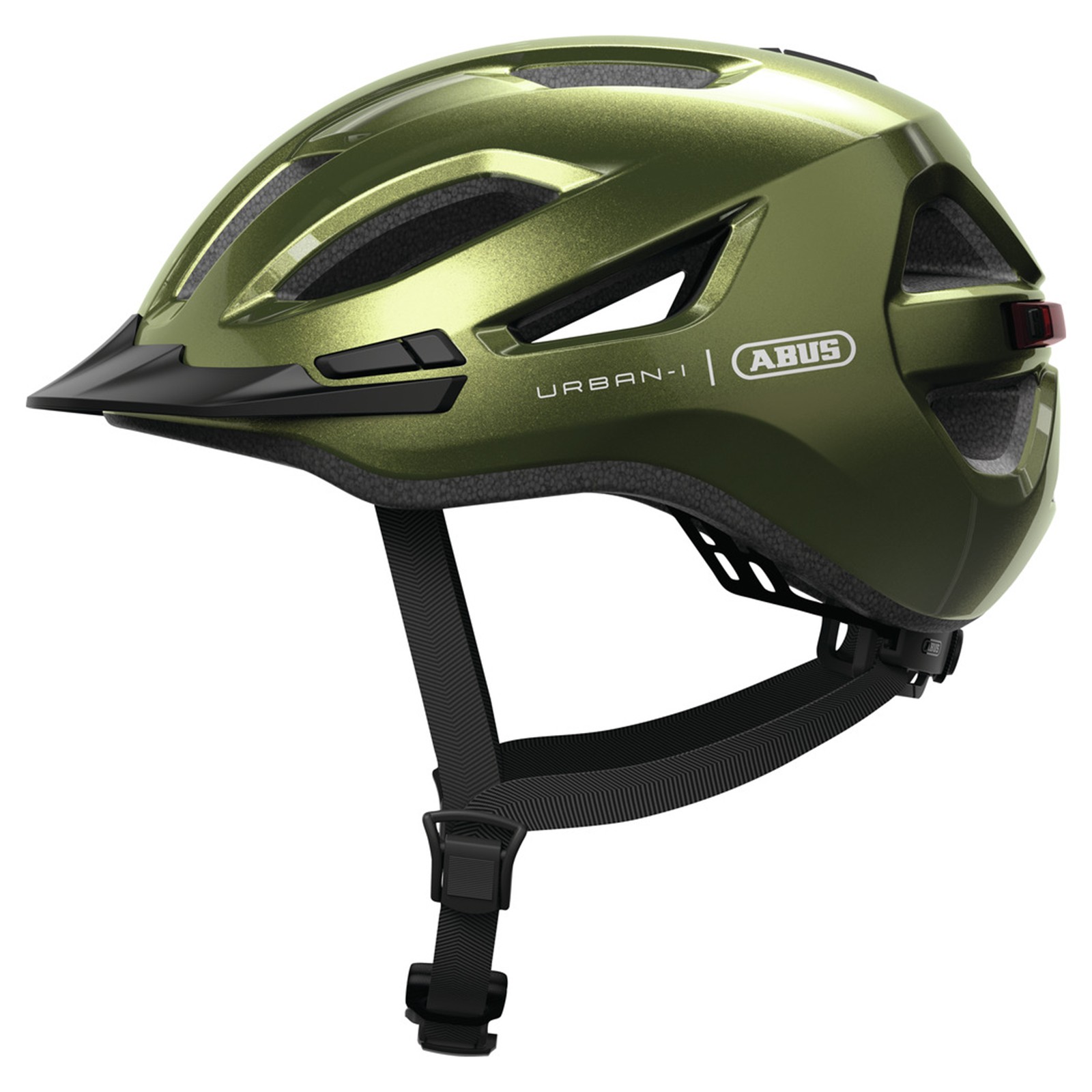 abus-casque-velo-064uxs-1.jpg Casque vélo Abus Urban I 4.0 Pepper Green avec feu arrière rechargeable Achat en ligne Rêve de Vélo – Image 1