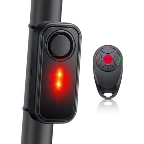 alarme-pour-velo-337cjr.jpg Alarme vélo 113 dB avec voyant d'avertissement, antivol sans fil, vibration, étanche, pour trottinette électrique, avec télécommande – Image 1