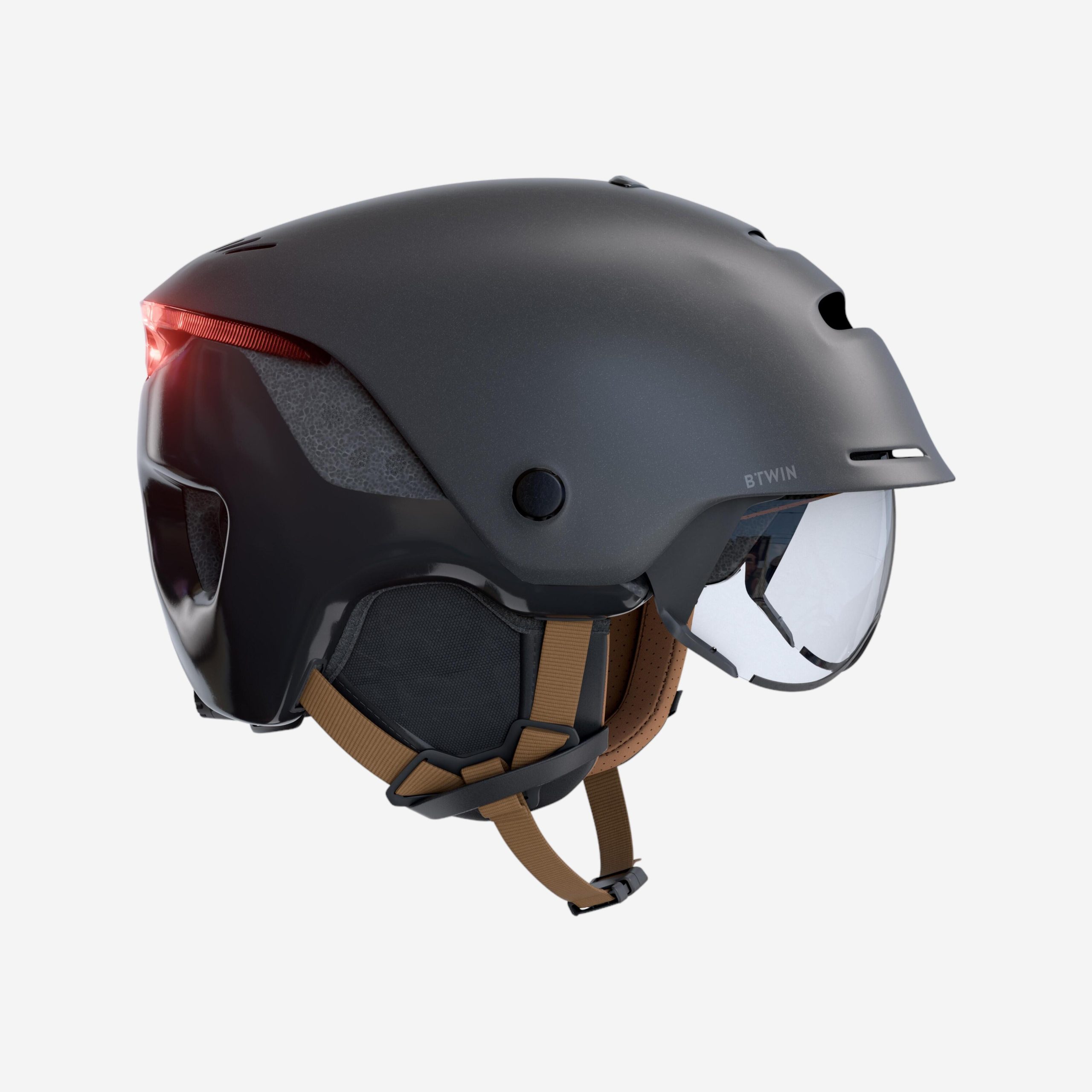 casque-velo-a-visiere-109wei.jpg Casque vélo ville 900 visière et éclairage arrière noir – Image 1