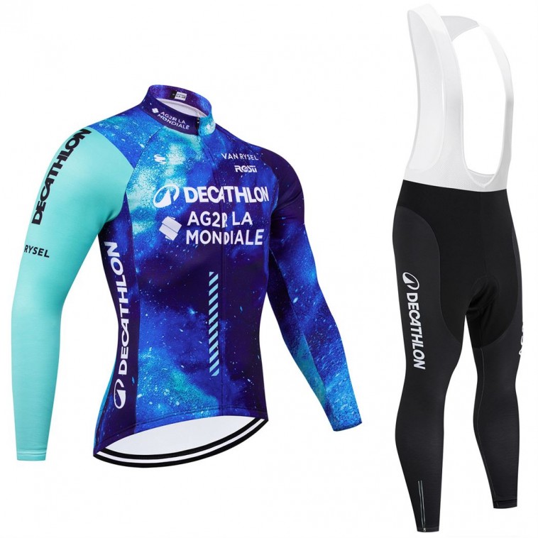 decathlon-cuissard-212sjv-1.jpg Ensemble cuissard vélo et maillot cyclisme hiver pro DECATHLON AG2R 2024 – Image 1