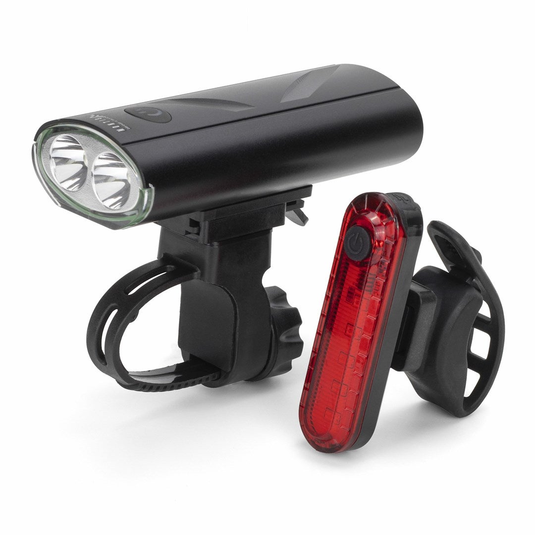 lampe-pour-velo-933ggb.jpg Montis Set d'éclairage LED rechargeable pour vélo MT107 Eclairage arrière + Eclairage avant (set) 270 lm – Image 1