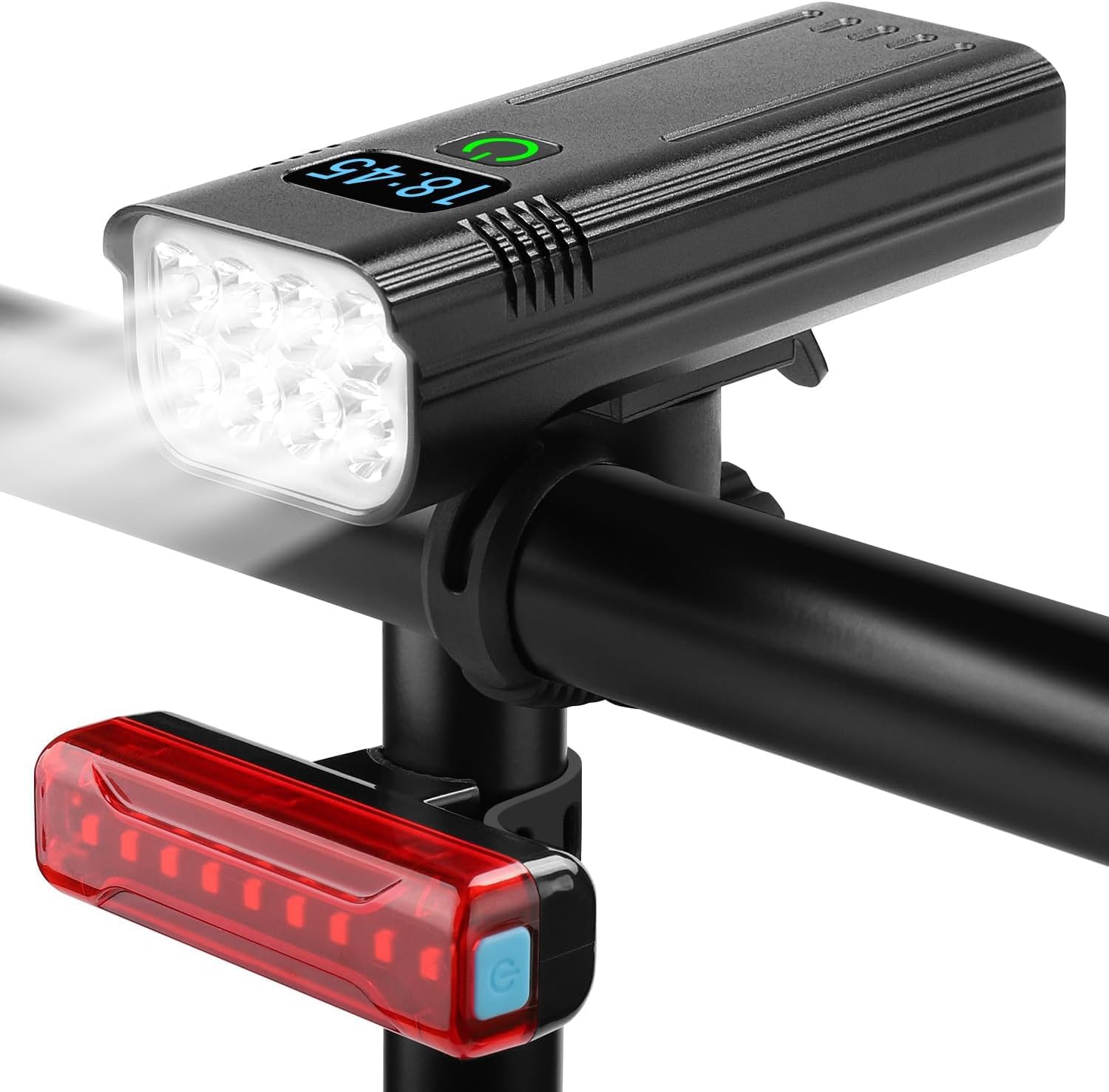 lumiere-pour-velo-135pwt.jpg Lumiere Velo 8000 Lumens Lampe Velo 8 LED Puissantes 6400mAh Eclairage Velo | Lumière Vélo Avant et Arrière Rechargeable USB C, Phare Velo pour VTT Course Cycliste : Amazon.fr: Sports et Loisirs – Image 1