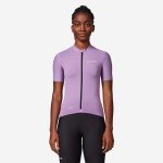 Maillot manches courtes de vélo de route ajusté femme, EDR rose