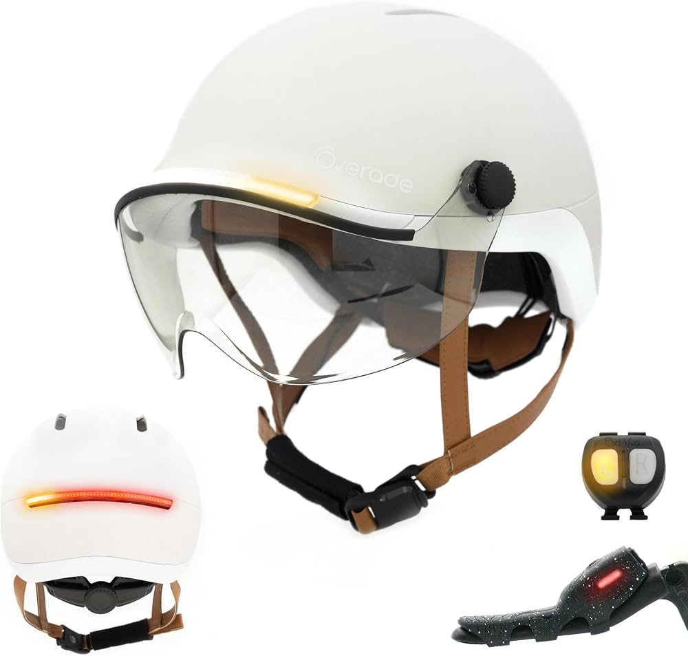 overade-casque-927cou-1.jpg Overade Innovation Française Casque Life avec Visière, avec Éclairage Puissant Avant/arrière, Télécommande Clignotants Oximote Incluse, Fonction Feu Stop Inclus, Taille Unique. : Amazon.fr: Sports et Loisirs – Image 1