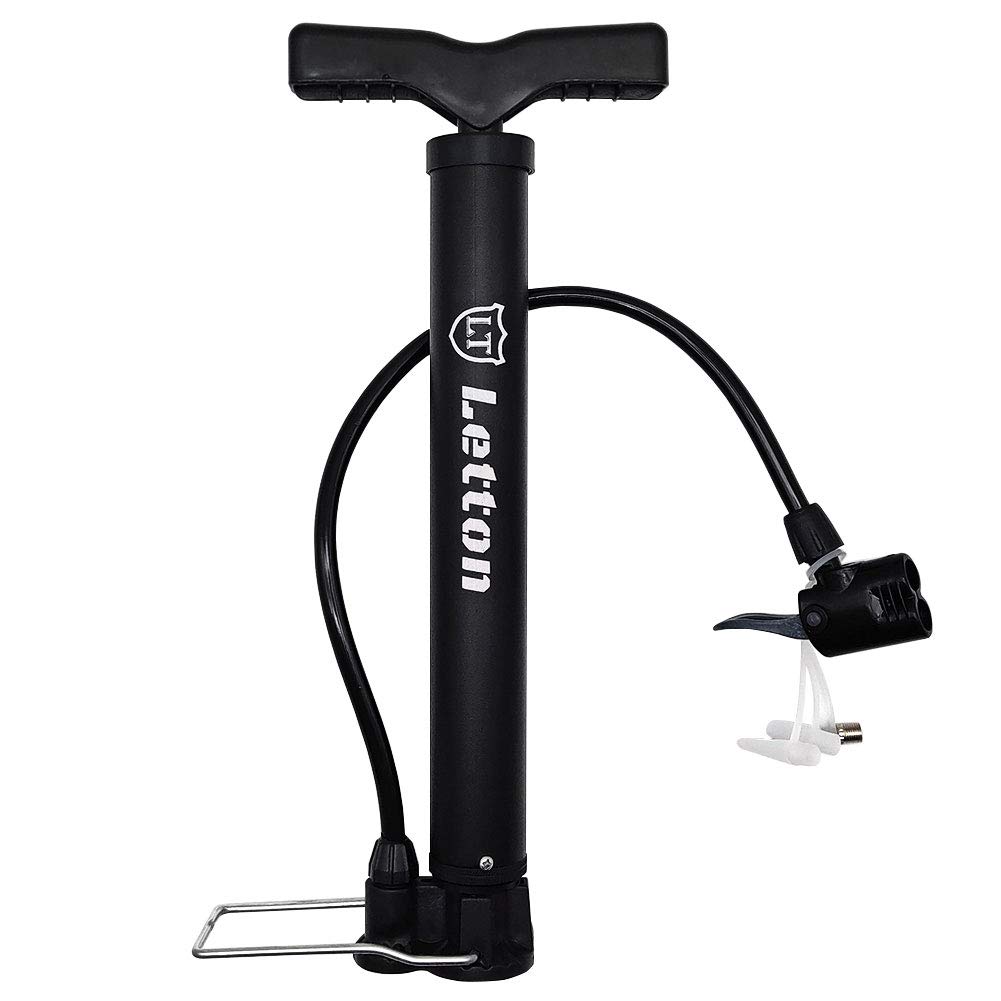 pompe-pour-velo-747qyg-1.jpg Letton Pompe à Pied Portable pour vélo Pompe à air pour Pneu de vélo | Mini Pompe à Pied, vannes Presta et Schrader automatiquement réversibles ... – Image 1