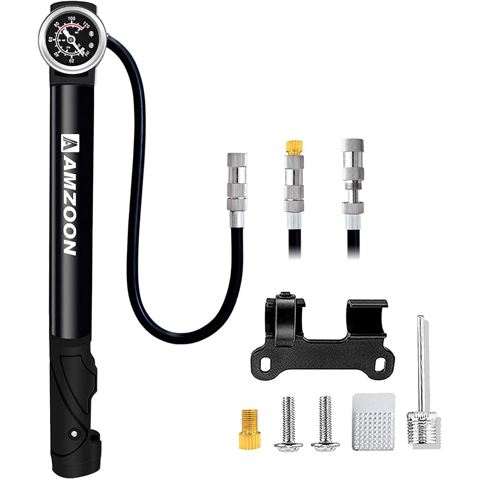 pompe-pour-velo-923czd-1.jpg Mini Pompe à Vélo avec Manomètre, 120 PSI | Double piston pour un gonflage haute pression plus rapide et facile, compacte et portable, valves ... – Image 1