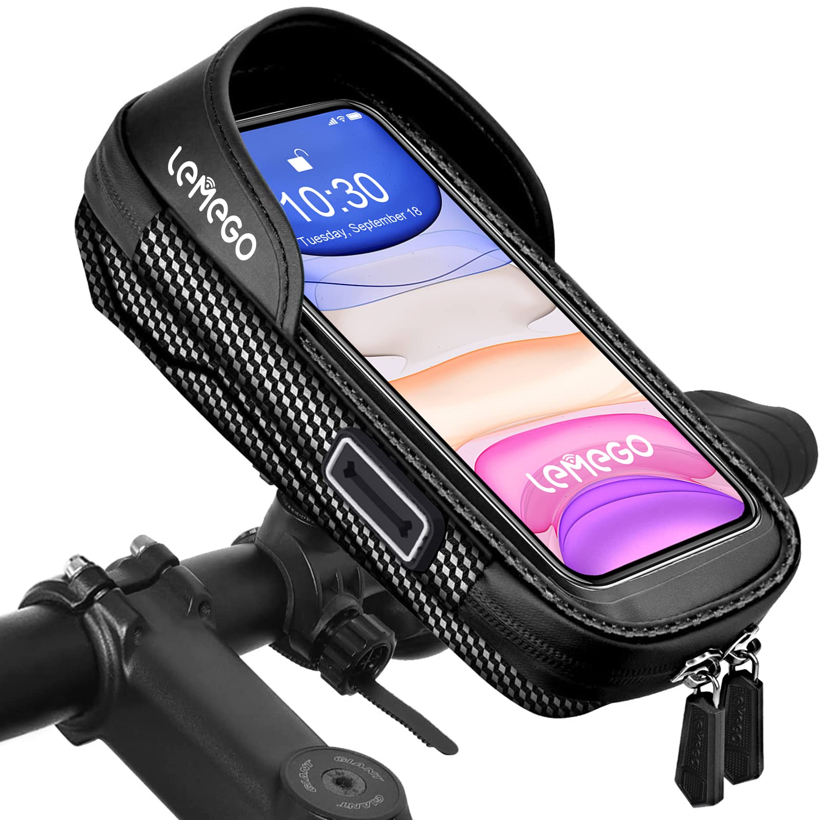 porte-telephone-pour-velo-278mcz-1.jpg LEMEGO Support Téléphone Vélo Etanche, Sacoche Vélo Guidon Cadre Porte Telephone Velo VTT Trottinette Electrique Rotation 360 avec Espace Rangement Ecran Tactile pour Smartphone sous 7 Pouces : Amazon.fr: High Tech – Image 1