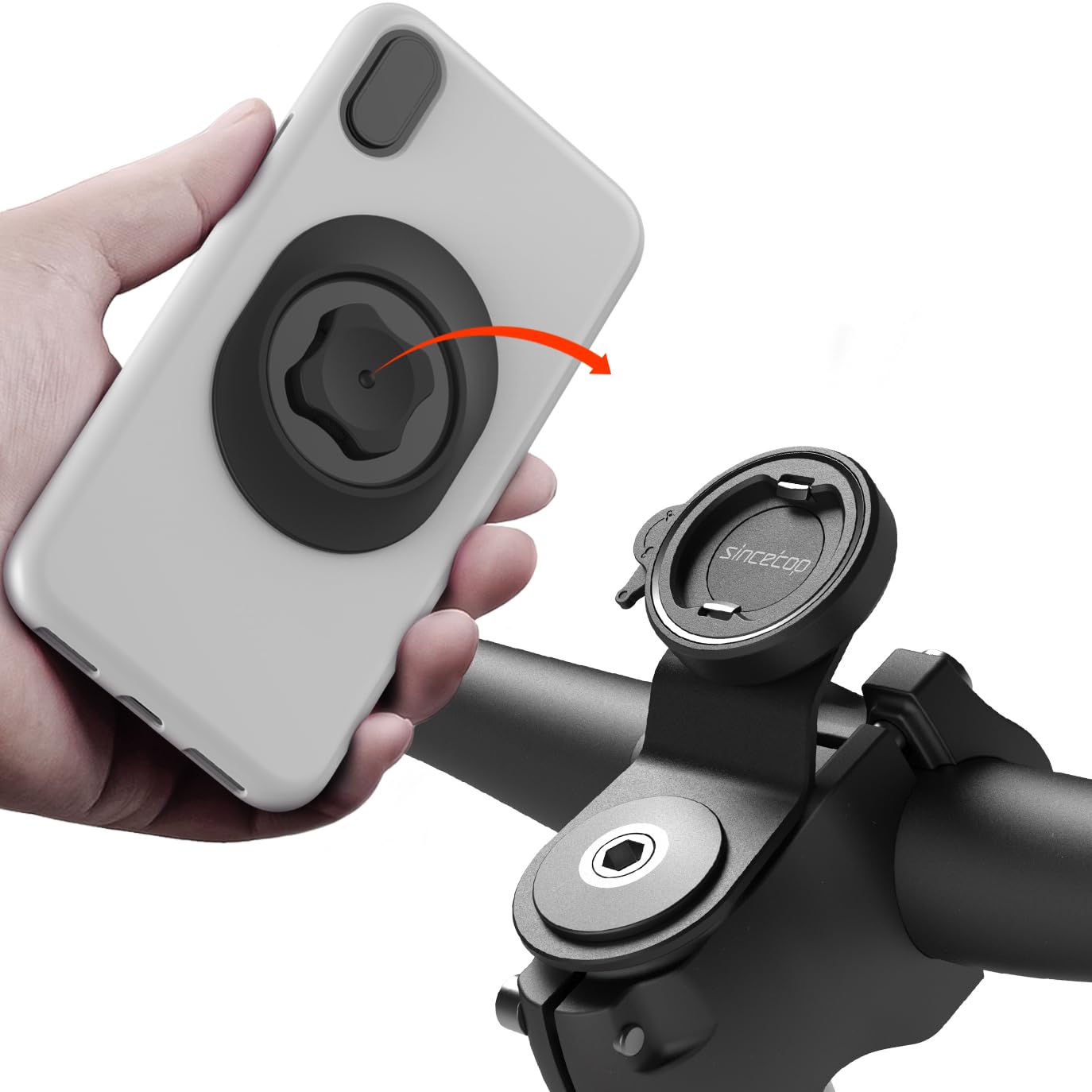 porte-telephone-velo-114aen.jpg sincetop Support Telephone Velo, Porte Smartphone Vélo pour Guidon et Potence de vélo de Montagne, Fixation/Détachement Rapide pour VTT/Vélo de ... – Image 1