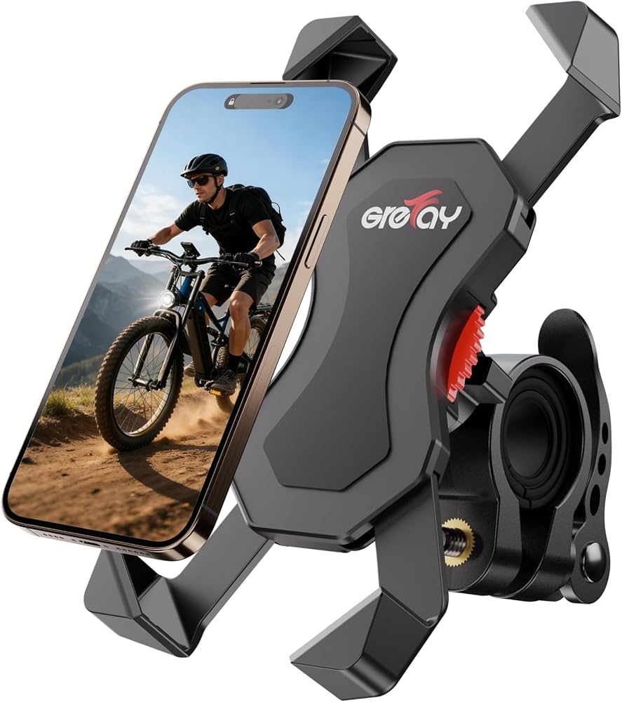 porte-telephone-velo-409kbl.jpg Grefay Support Telephone Velo Moto Porte Telephone Velo Moto | Universel Support Telephone Trotinette Electrique, Scooter, VTT avec 360° Rotation pour ... – Image 1