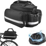 Sacoche Velo Porte Bagage Arriere Sac de Cadre Velo 3 en 1 25L Étanche Sacoche Vélo avec Couvercle de Pluie Sac Velo Electrique Arrière pour Vélo/VTT Bicyclette Outdoor Voyage (Noir)
