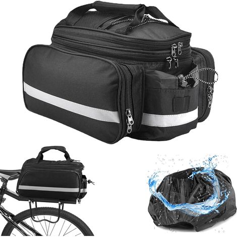 sac-de-velo-145tnk.jpg Sacoche Velo Porte Bagage Arriere Sac de Cadre Velo 3 en 1 25L Étanche Sacoche Vélo avec Couvercle de Pluie Sac Velo Electrique Arrière pour Vélo/VTT Bicyclette Outdoor Voyage (Noir) – Image 1