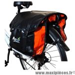 Sacoche vélo a pont 2 volumes noir/rouge 100% étanche pour porte bagages (36x13x32) Matériel pour Vélo Atoo