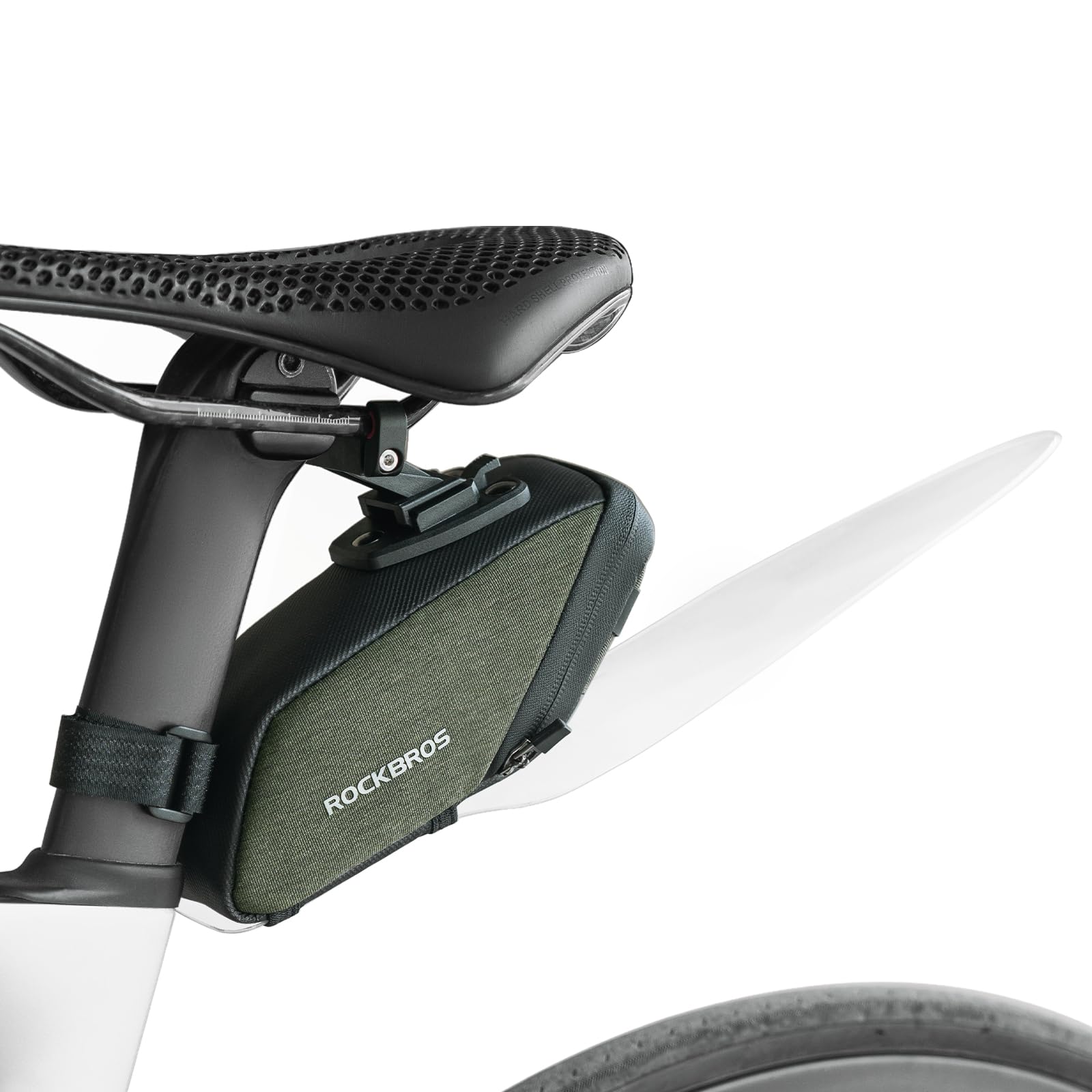 sacoche-selle-velo-686oai.jpg ROCKBROS Sacoche Selle Vélo 0,4L Arrière Compact avec Garde Boue Fonction 2 en 1 Support PVC Petit Sac Siège VTT Sac Tige Selle Montage Facile Rapide ... – Image 1