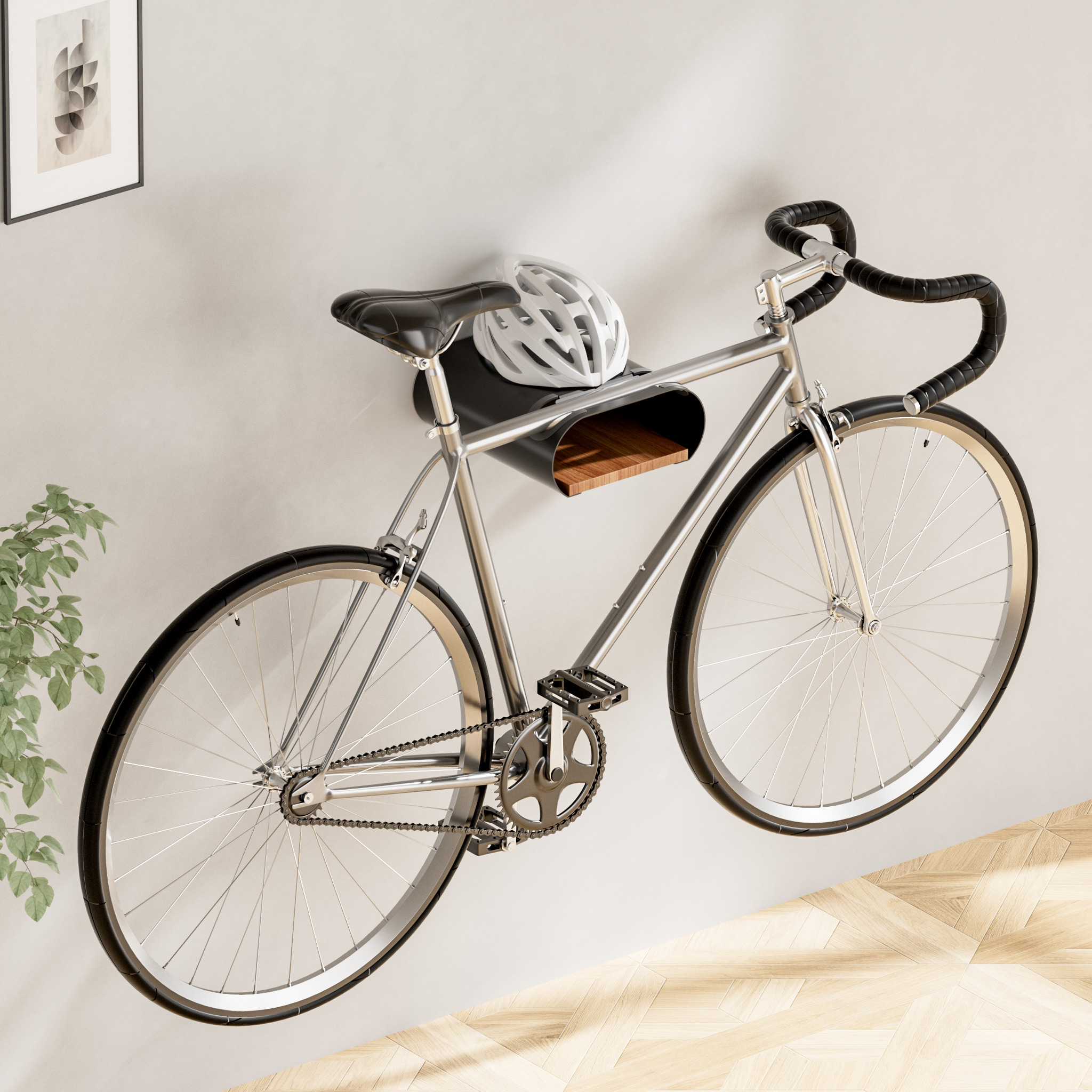 support-murale-velo-800ngo-1.jpg Wiltec Support mural pour vélo noir 25,6 x 30 x 11,4 cm jusqu'à 25 kg, support universel pour Bicyclette, Suspension universelle Ø 55 mm Tube ... – Image 1