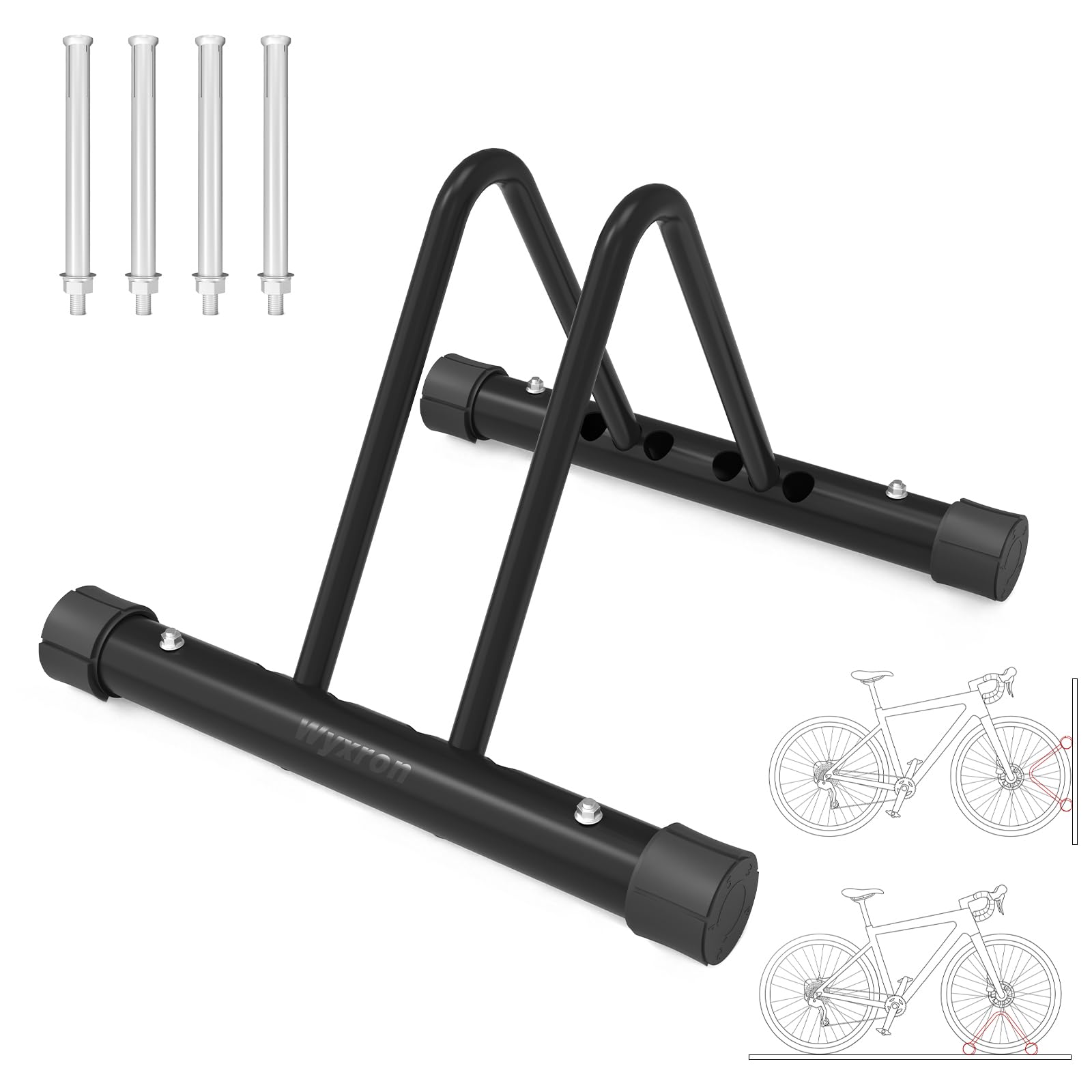 support-velo-au-sol-158jzz-1.jpg Wyxron Support Vélo Sol, DIY Porte Vélo Acier Réglage De La Distance | Ratelier avec Épissure Multibrin Sol&Mural, pour Vélos Légers/Vélo De Route/Vtt ... – Image 1