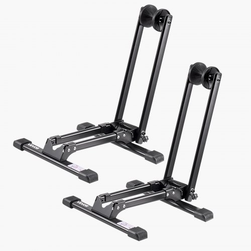 support-velo-sol-020zbp-1.jpg VEVOR Support à Vélo Lot de 2, Porte vélos Pliable, Compatible avec VTT et Vélos 508 736,6 mm, Support de Rangement de Bicyclette Acier au Carbone, ... – Image 1