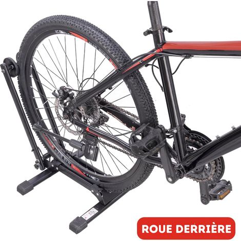 support-velo-sol-069fvg-1.jpg Floordirekt – Support vélo au sol pliable en acier – Pour vélos de 20" à 29" – Dimensions compactes 36,5 x 40 x 45 cm – Stabilité renforcée avec pieds antidérapants – Image 1
