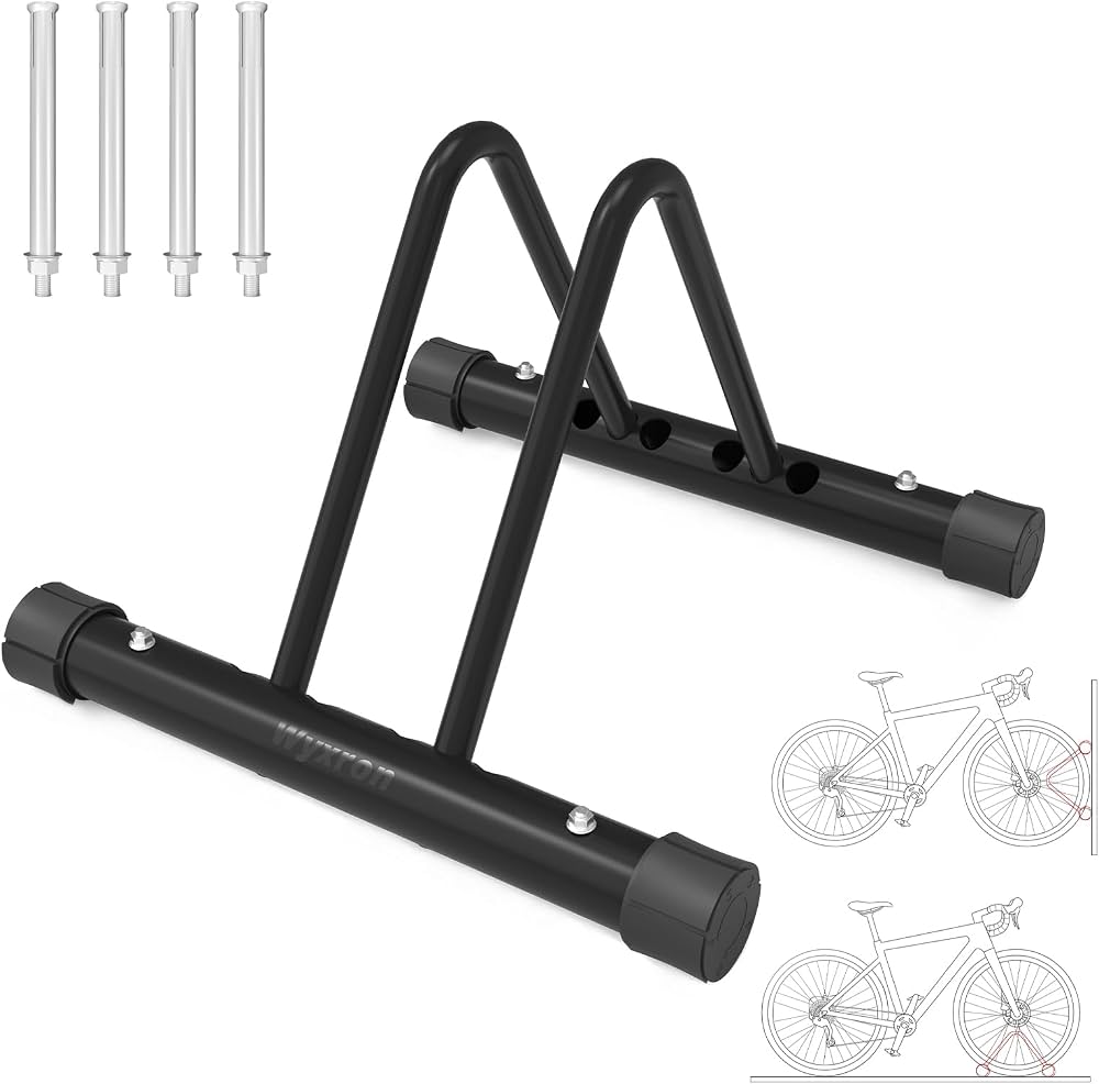 support-velos-256znm.jpg Wyxron Support Vélo Sol, DIY Porte Vélo Acier Réglage De La Distance | Ratelier avec Épissure Multibrin Sol&Mural, pour Vélos Légers/Vélo De Route/Vtt ... – Image 1